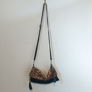 Leopard Print Crossbody Bag with Black Trim
